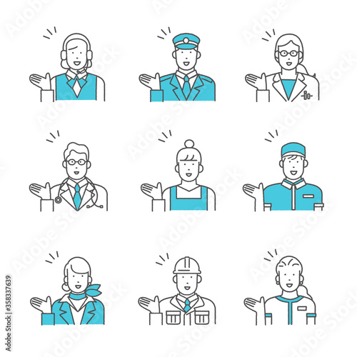 様々な職業の働く人たち イラスト素材セット Adviser Canvas Print Advis Emma