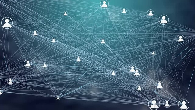 Connections in a Decentralized Network for P2P technology - White Dots and Lines Moving Randomly in a Seamless Loop.