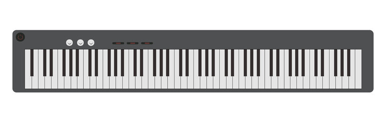 Fototapeta premium Isolated digital grey vector piano with keyboard and buttons. Vector illustration