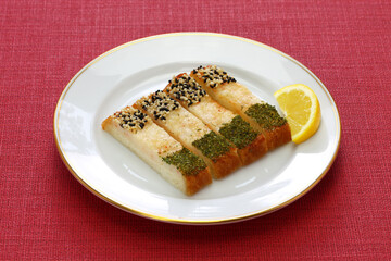 deep fried shrimp toast, chinese dim sum dish