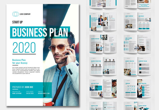 Business Plan Layout with Blue Accents