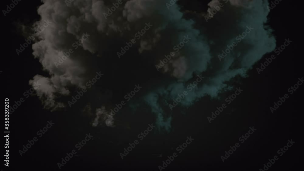 Poster middle size trotyl hot explosion with smoke trails. 3d rendering. hd resolution