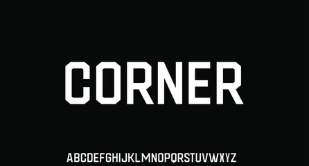 CORNER, THE CONDENSED SPORTY GEOMETRIC STRONG FONT ALPHABET