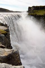 Dettifoss, a waterfall in Vatnajokull National Park in Northeast Iceland, the most powerful waterfall in Europe