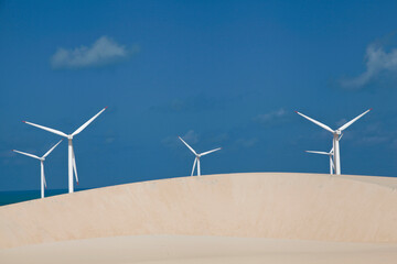 
Dunes and aerials of wind farm on the beach of Canoa Quebrada, Ceará, Brazil

