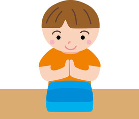 お弁当を食べる男の子-挨拶後