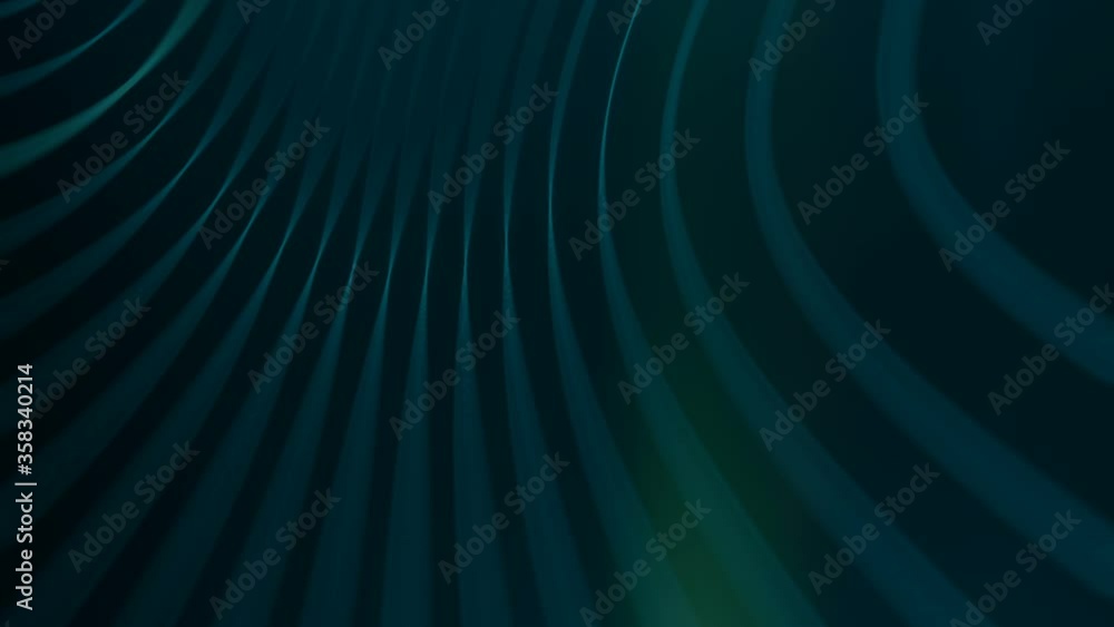 Fototapete deformed wavy wires with motion glowing elements. 3d rendering loop animation hd