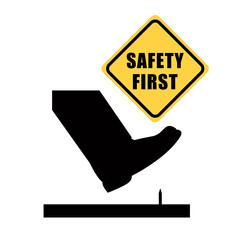 boots steps on a nail vector