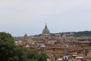 Fototapeta na wymiar view of rome city from height beautiful city scape of rome city center and rome landmarks
