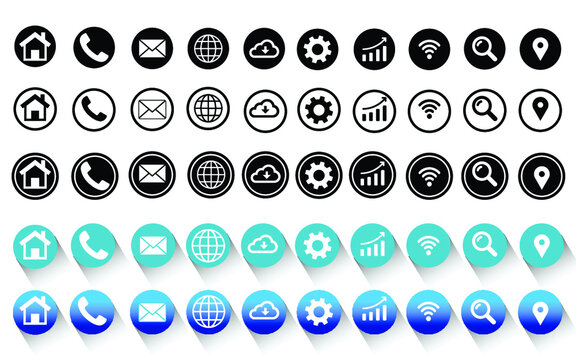 5 style contact information icon in vector format , all are 50 icons.