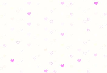 Light Pink, Yellow vector backdrop with sweet hearts.
