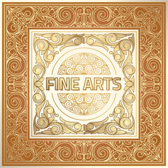 Golden ornate decorative vintage label