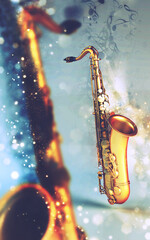 Fototapeta na wymiar saxophone on stage