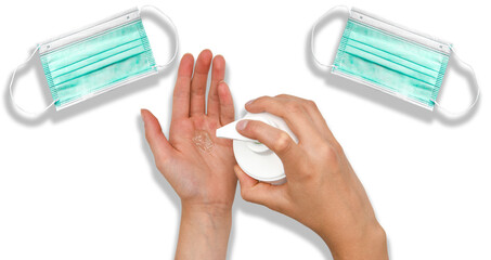 igienizare le mani e mascherina virus dispositivi sicurezza igenizzare  igiene 