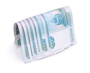 Folded thousandths russian rouble bills
