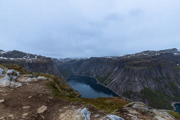 Lake Ringedalsvatnet Near The Trail To Trolltunga In Norway.