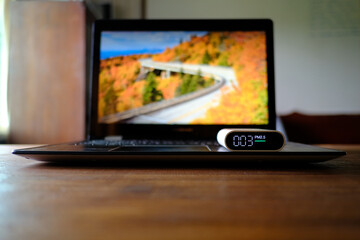 Dust detector PM 2.5 air quality measurement on laptop computer