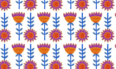 Vector seamless pattern with flowers.