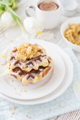 Apple pie waffles with apples
