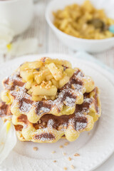 Apple pie waffles with apples