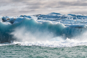 Ice floating in Jokulsarlon, a large glacial lake in southeast Iceland, Vatnajokull National Park