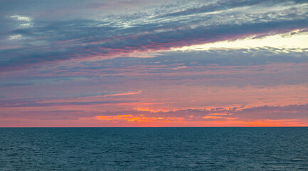 Sunrise over Gulf of Mexico on  St George Island in the panhandle or forgotten coast area of Florida in the United States