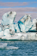Icebergs of Jokulsarlon, a large glacial lake in southeast Iceland, Vatnajokull National Park