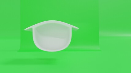 Graphic home icon on green background.save energy .3d render