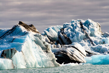 Icebergs of Jokulsarlon, a large glacial lake in southeast Iceland, Vatnajokull National Park