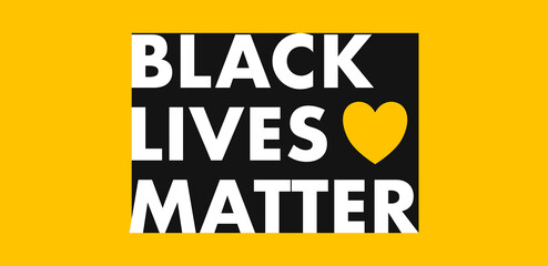 black lives matter surrounded by black and a yellow heart on a yellow background