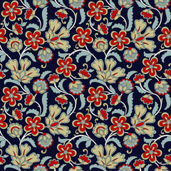 Fototapeta premium traditional indian paisley pattern on navy background