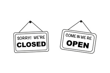 Closed and open in signboard 