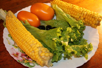 grilled corn with vegetables