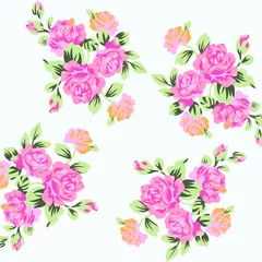 Behang cute vector flower border pattern on white  background © Parth Patel