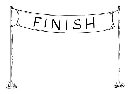 Hand drawn vector of empty race finish line sign or circuit finishing line banner. Business or career concept.