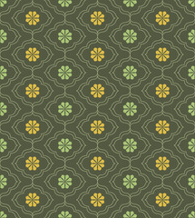 Retro vintage Chinese traditional pattern seamless background curve cross frame line botanic garden flower