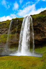 Seljalandsfoss, a waterfall in South Region of Iceland
