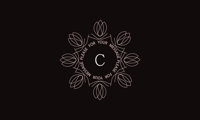 Elegant calligraphic ornament with the letter C. Monogram in brown. Business sign is identical for a boutique, jewelry, restaurant, cafe, hotel, labels.