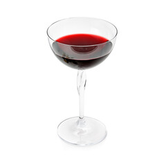 Red wine in a glass isolated on white background .