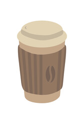 Coffee to go. Paper cup of coffee. Aromatic coffee on a white background. Vector illustration