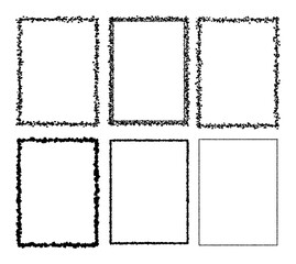 Hand drawn vector set of vintage old grunge doodle sketchy ornamental frame designs. Empty design elements.