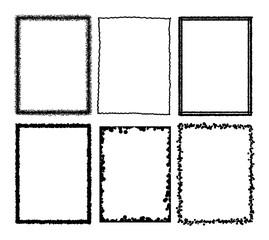 Hand drawn vector set of vintage old grunge doodle sketchy ornamental frame designs. Empty design elements.