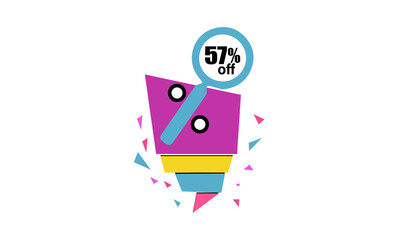 57% of the discount, promotion sale offer.