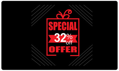 Fototapeta na wymiar 32% of the discount, promotion sale offer.