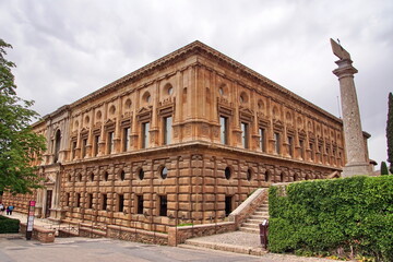 Fragment of the Renaissance Palace of Charles V in Alhambra, Granada, Spain