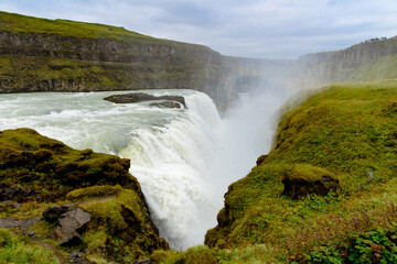 Gullfoss, a waterfall in the canyon of Olfusa river in southwest Iceland
