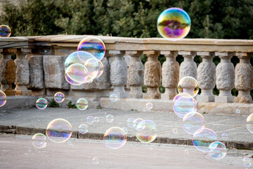  soap bubbles in the air