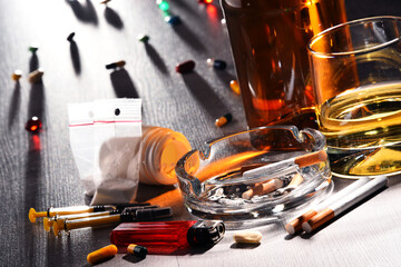 Addictive substances, including alcohol, cigarettes and drugs