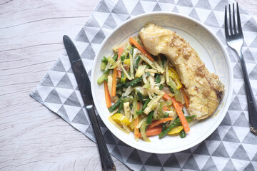 Grilled Fish Fillet with BBQ Vegetables.