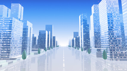 City Building Simple Modern Skyscraper business street 3D illustration background